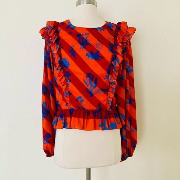 Anthropologie Siddhartha Bansal Ruffled Mansard Blouse Size Medium NWOT - Picture 2 of 15
